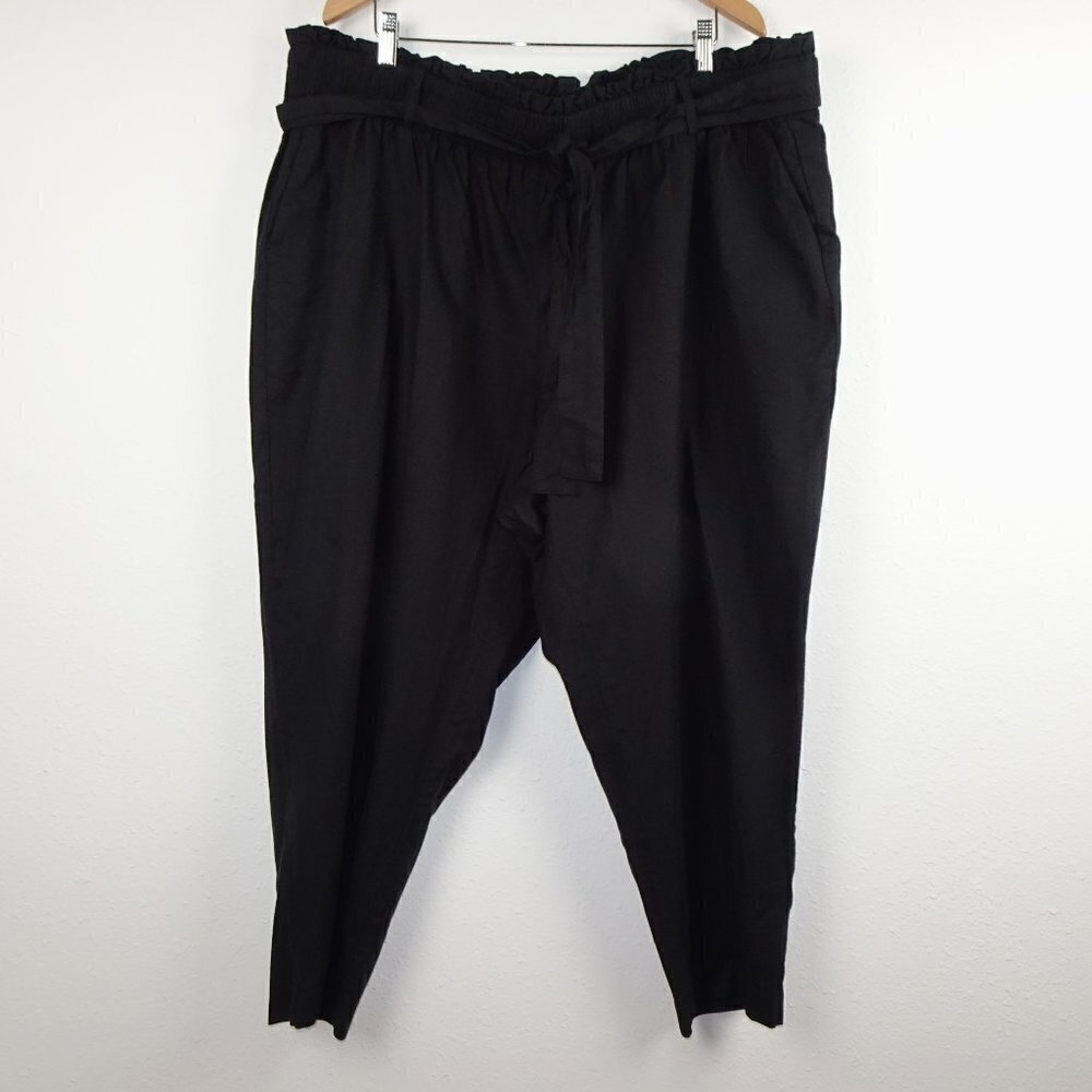 Calvin Klein Elastic Waist Pants Women's Plus Size 3X Black Paperbag Pull On